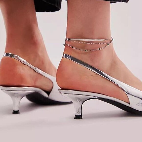 Jeffrey Campbell Persona Slingback Heel in Silver 10 New with Box Womens - Picture 12 of 13